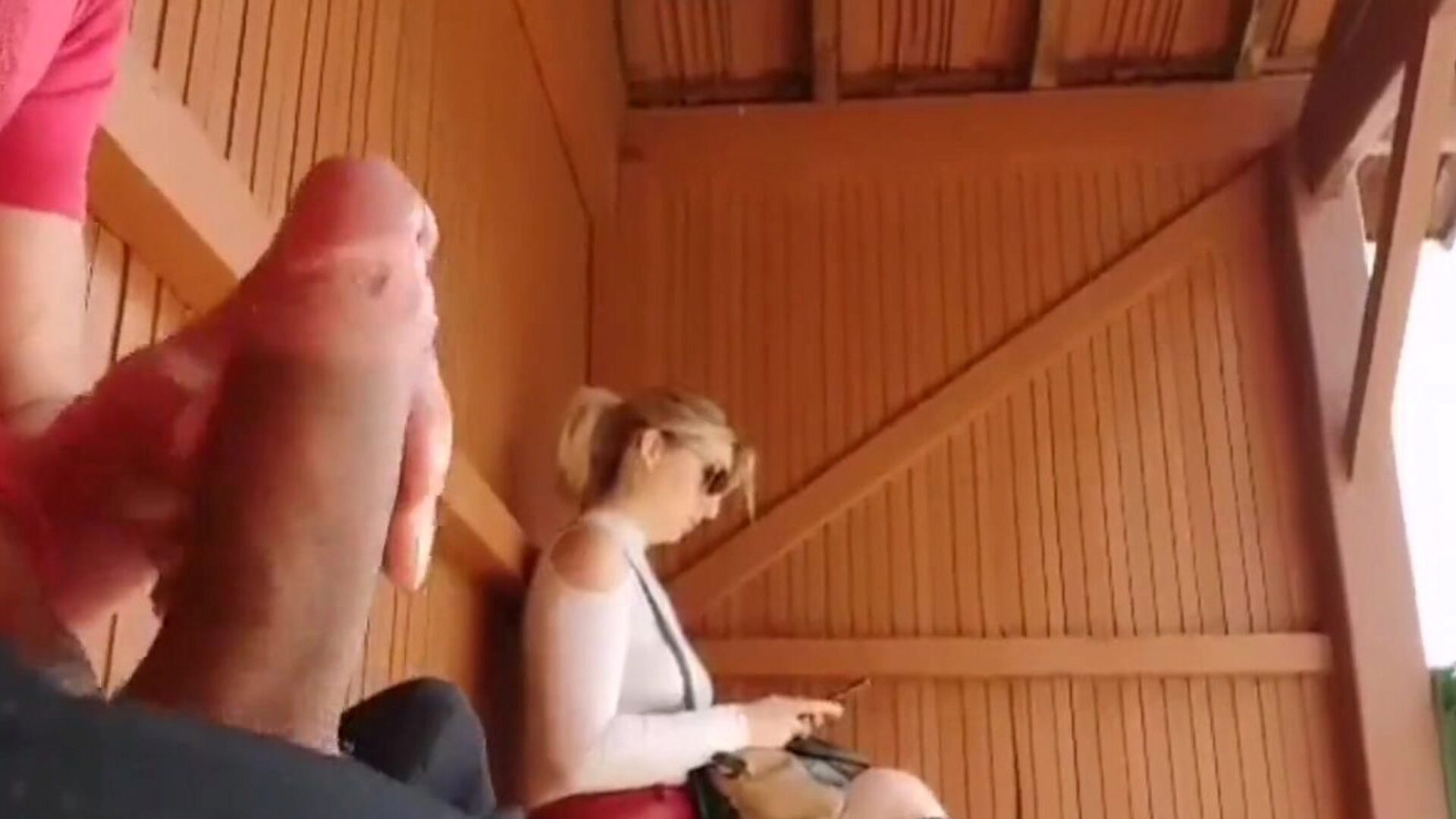 I take my Cock out at this Bus Stop Unbelievable how this Student will React! i'm Shocked