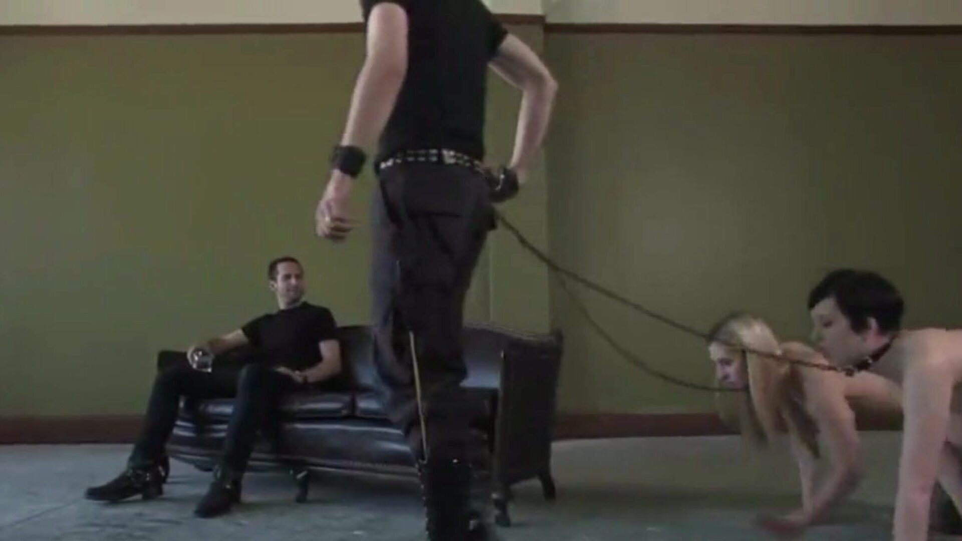 Two girl gimps conforming their masters Two girl marionettes obeying their educators